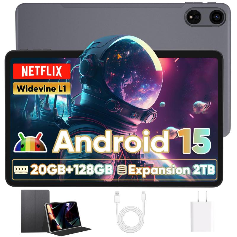 Tablet Android 15 atualizado para 2025 com capa, tablets grandes